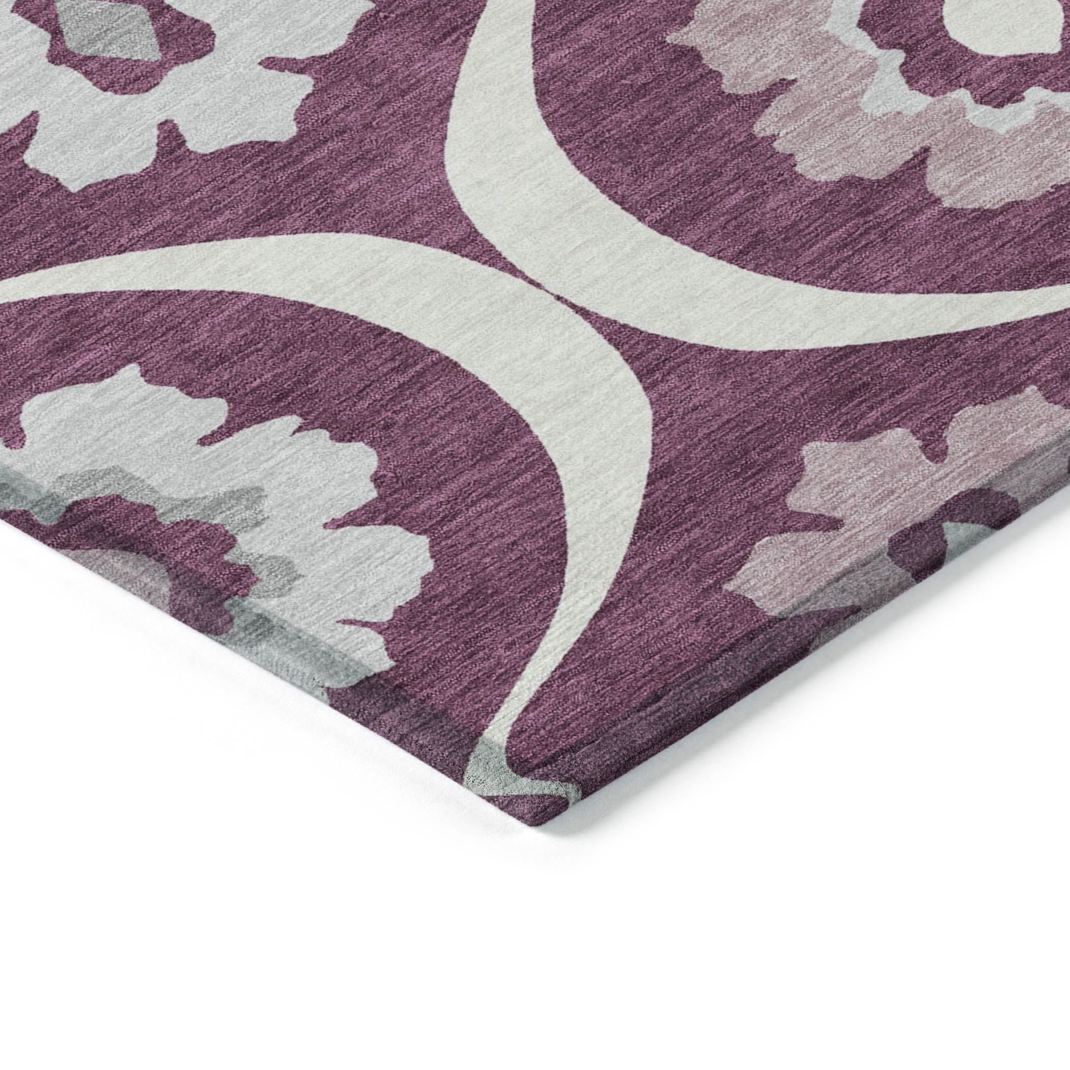 Addison Rugs Chantille Indoor/Outdoor Transitional Medallions Eggplant Washable Rectangle Rug, 9' x 12'