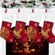 thumbnail image 4 of Paquete de 2 calcetines navideños para decoraciones navideñas de chimenea con ciervos dorados y copos de nieve JAMW Sencillez, 4 of 5