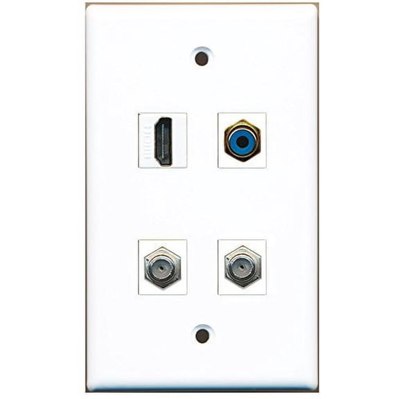 RiteAV - 1 Port HDMI 1 Port RCA Blue 2 Port Coax Cable TV- F-Type Wall Plate