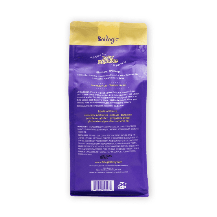(4 pack) Oilogic Slumber & Sleep Essential Oil Epsom Salt for Baby, 2lb