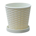 thumbnail image 2 of HCBY Imitation Bamboo Woven Texture Flower Pot, Round Lightweight Plastic Planter, Breathable Succulents Plant Pot With Base Tray, Multi-Color Decorative Container For Home Garden, 2 of 6