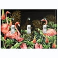 thumbnail image 1 of Metal Light Switch Plate Outlet Cover Tropical Pink Flamingo Flower Leaves Black FGO008, 1 of 13