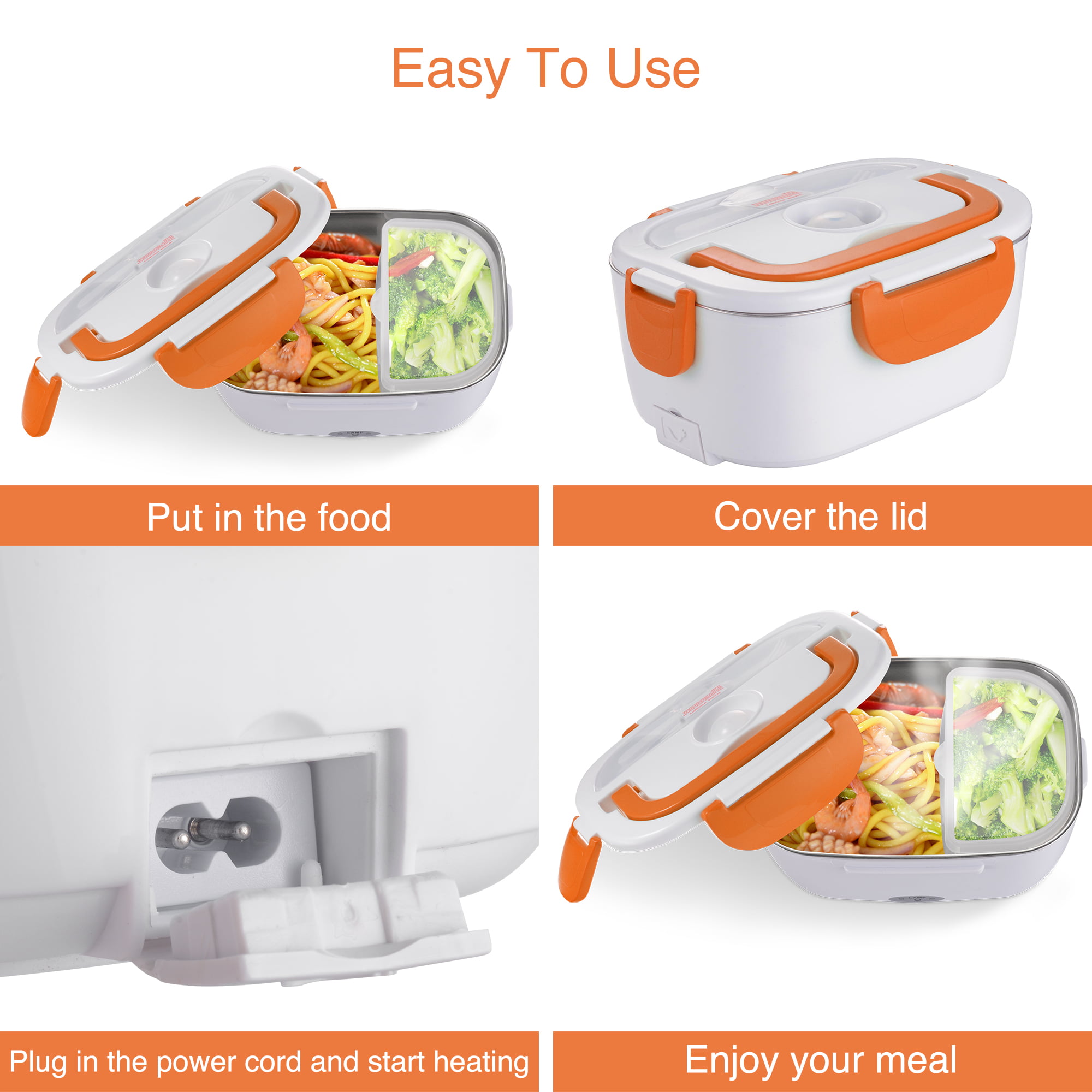 GCP Products 60W Electric Lunch Box Food Heater Upgraded Portable Food Warmer for Car & Home