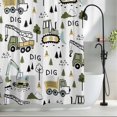 thumbnail image 2 of Cartoon Tractor Shower Curtain Set, Waterproof Shower Curtains for Bathroom, Cute Digger Shovel Truck Country Car Washable Fabric Cloth Bath Curtain for Bathtub Decoration with Hooks 54x78 Inches, 2 of 9