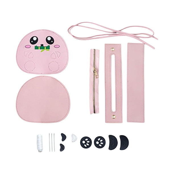Kit para hacer bolsos de cuero DIY, bolso de mujer, bolso tejido, bolso de hombro, material de costura Rosado