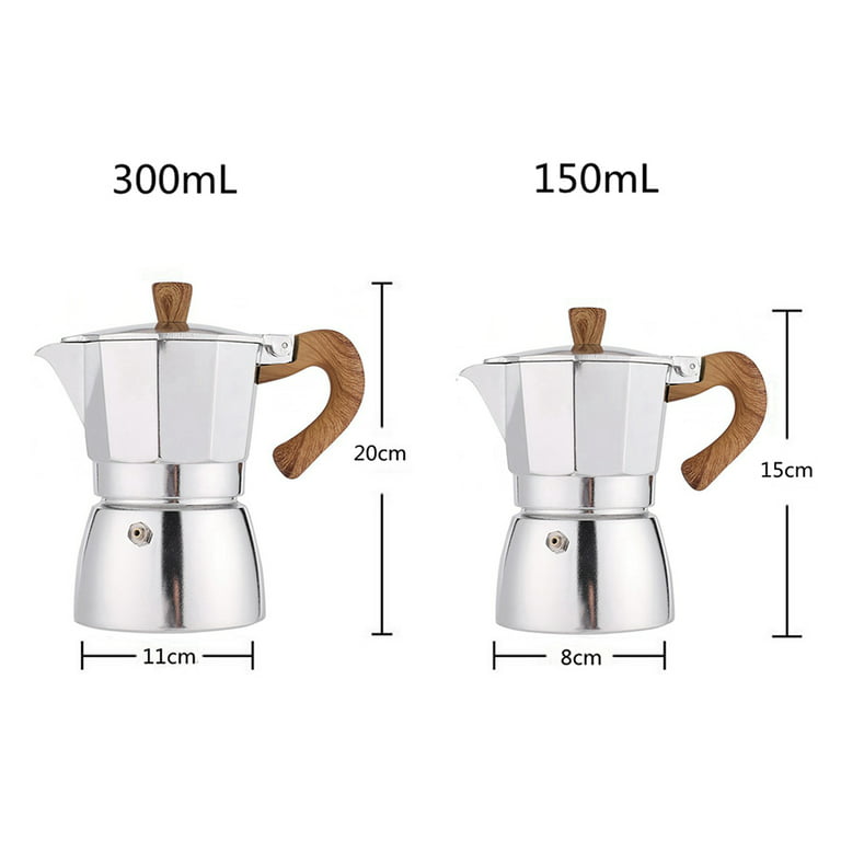 Colcolo Aluminum Espresso Cafe Percolator Pot ,Coffee Maker with Wooden  Handle,Stovetop Coffee Maker Easy to Use,150ml