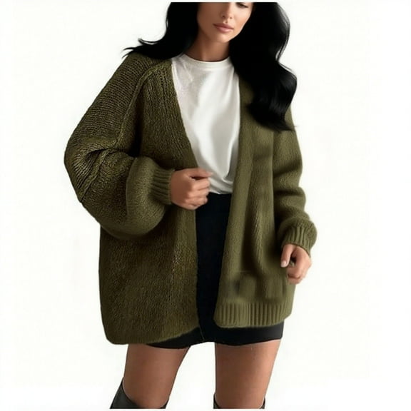 ShiShine Womens Oversized Cardigan Sweaters 2025 Fall Long Lantern Sleeve Knit Open Front Lightweight Sweater