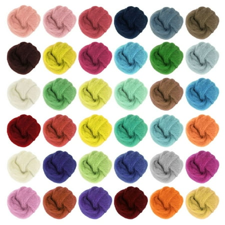 UPC: 0840271579146 | Deago 36 Colors Fibre Wool Yarn Roving for Needle Felting Hand Spinning DIY Craft Materials