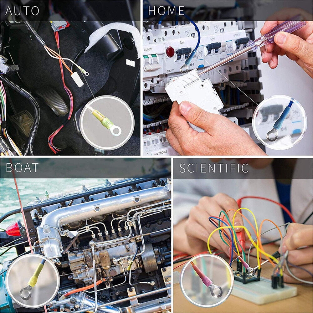 300Pcs Heat Shrink Wire Connectors M5/M6/M8/M10 Ring Spade Crimp Terminals
