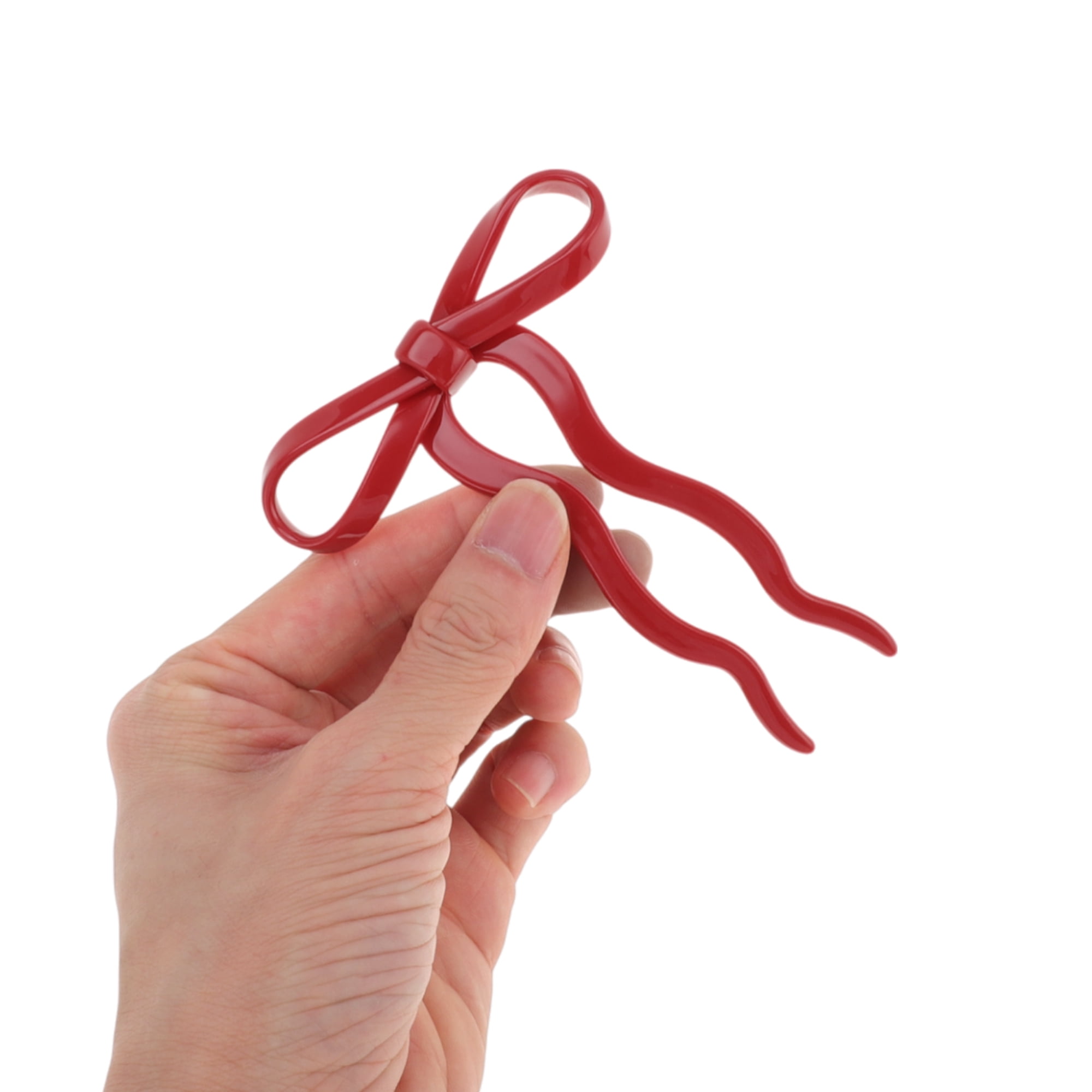 Unique Bargains Bow Wave Chignon Pin for Women 1 Pc Red