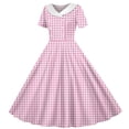 thumbnail image 7 of Vornjynx Midi Dresses for Kids Girls Plaid Printed Button-Up Collar V Neck Summer Wedding Trendy Dress Pink Size 8, 7 of 7