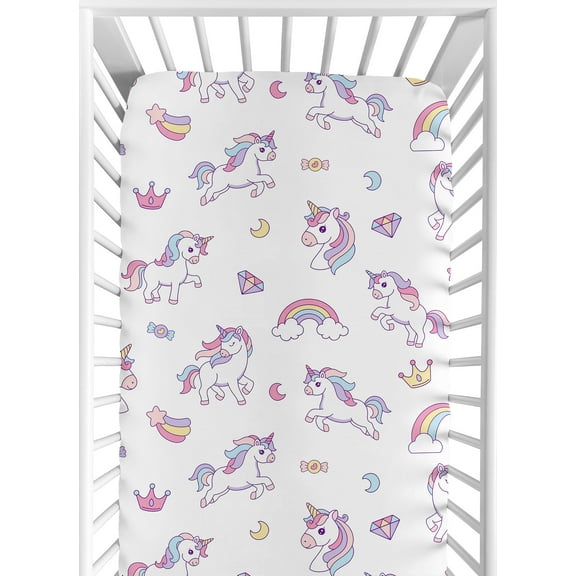 Sweet Jojo Designs Rainbow Unicorns Multicolor Fitted Crib Sheet