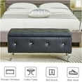thumbnail image 4 of JERFIT Modern Faux Leather Storage Ottoman Bench with Crystal Buttons for Bedroom, Living Room, Entryway, Black, 4 of 8