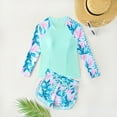 thumbnail image 2 of Gelikeya Girls Rash Guard Swimsuit Size 13-14 Fashion Floral Print 2 Piece Swimsuits Long Sleeve Swimwear Bathing Suit Protection for Swimming Poor(Teens, R01 Mint Green, 13-14 Years), 2 of 4