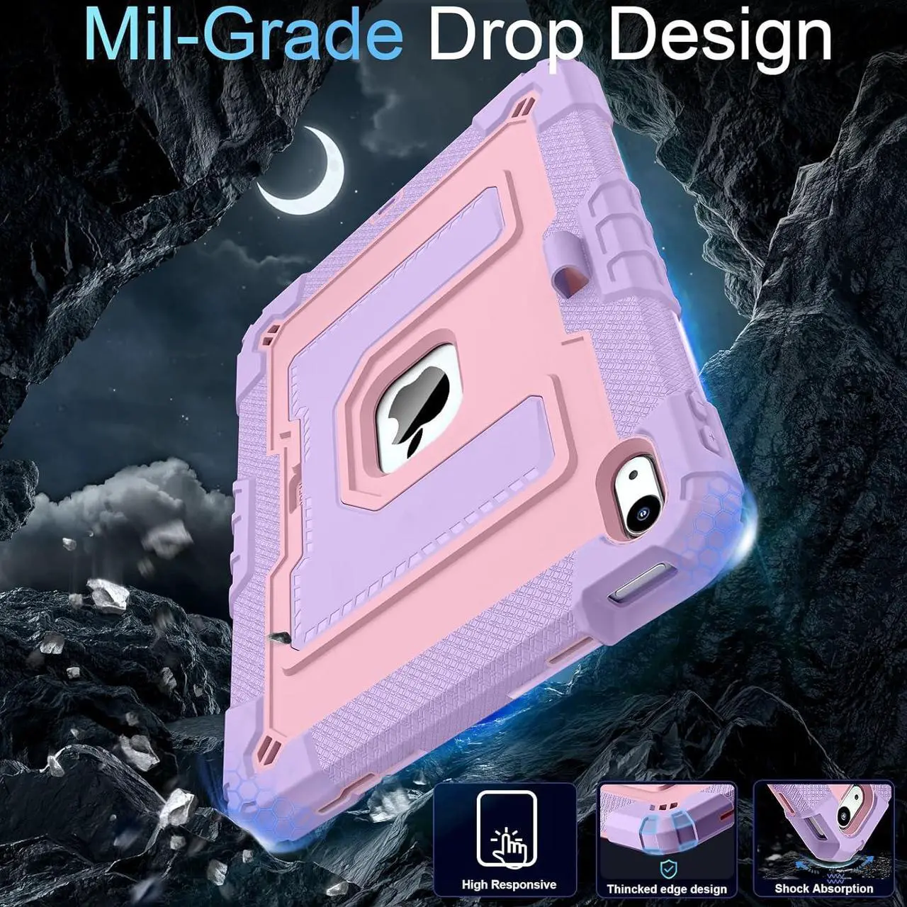 Case for iPad (A16) 11th Generation 11 Inch 2025, iPad 10th Generation 10.9 Inch 2022, Fully-Body Rugged Shockproof Protective Cover with Kickstand Pencil Holder Shoulder Strap