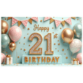 thumbnail image 2 of Yatrandify Rose Gold Balloon Happy Birthday Banner Glitter 21st Celebration Backdrop for Indoor Party Decoration Event, 2 of 7