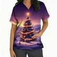 thumbnail image 2 of Wowcloth Women's V-Neck Scrub Top, Short Sleeve with Christmas Print Pocket for Healthcare Work and Daily Wear, 2 of 7