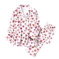 thumbnail image 4 of Drie Funny Pjs for Women Valentine's Day Pajamas Set for Women Long Sleeve Lapel Top with Straight Wide Leg Pants Homewear Sets Pink,L, 4 of 6