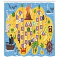 thumbnail image 3 of Ambesonne Cartoon Activity Shower Curtain, Pirate Treasure, 69"Wx75"L, Multicolor, 3 of 3