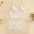 thumbnail image 3 of Xijirk Womens Lace Bra and Briefs Set Camisole Sleepwear Lingerie Comfortable Soft Underwear Pajama Set for Home Lounging,Z01 White,S, 3 of 6