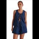 thumbnail image 2 of Conjunto de Dos Piezas de Mezclilla con Top con Lazo para Mujer, Sin Mangas, Escote en V Profundo, Chaleco, Pantalones Cortos con Cintura Elástica Azul Oscuro M, 2 of 10