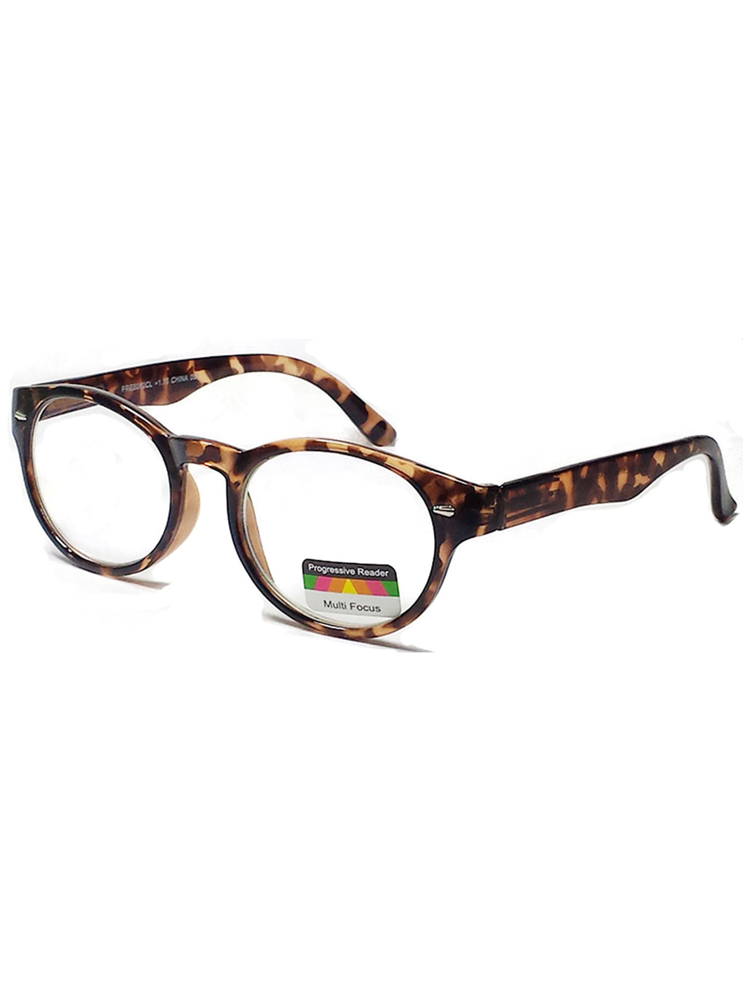 Multi Focus 3 in 1 Progressive Reading Glasses Oval Shiny Tortoise +2.