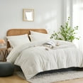 thumbnail image 2 of Davulos 7 Pieces Queen Comforter Set,Soft Striped Pattern Bed in a Bag Queen Size, All Season Bedding Set with Comforter, Flat Sheet, Fitted Sheet, Pillowcases & Shams,White, 2 of 7