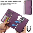 thumbnail image 4 of LC.IMEEKE Case for Samsung Galaxy A57 5G 6.7 inch, 2 in1 Multifunctional Detachable Wallet Phone Case for Men Women with RFID Blocking Wrist Strap Shockproof Protective Case,Purple,For Galaxy A57 5G, 4 of 13