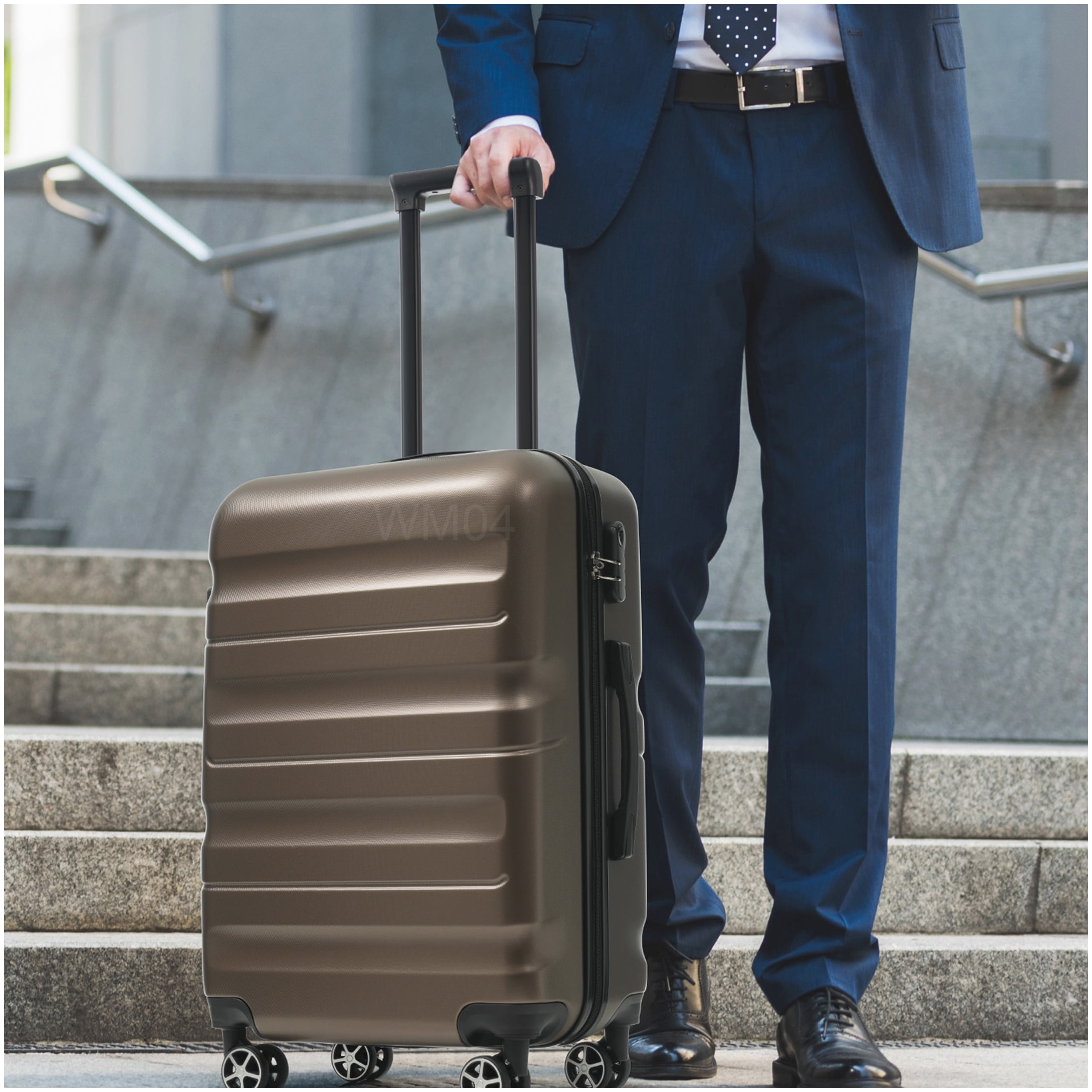 360° Spinner Wheel Luggage Set, 6-Piece ABS Hardshell Suitcases in Lightweight Design for Men and Women, Brown