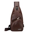 thumbnail image 4 of Bolsa Moda Color sólido hombro cinturón hombres PU cuero USB pecho Crossbody paquetes Tmvgtek Para Estrenar, 4 of 8