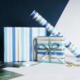 thumbnail image 2 of Striped Wrapping Paper Roll - 17 Inches X 33 Feet - Blue & Gold Stripe Design Gift Wrap Paper for Men Boys, Birthday, Father's Day, Graduation, Holiday, Party, 2 of 4