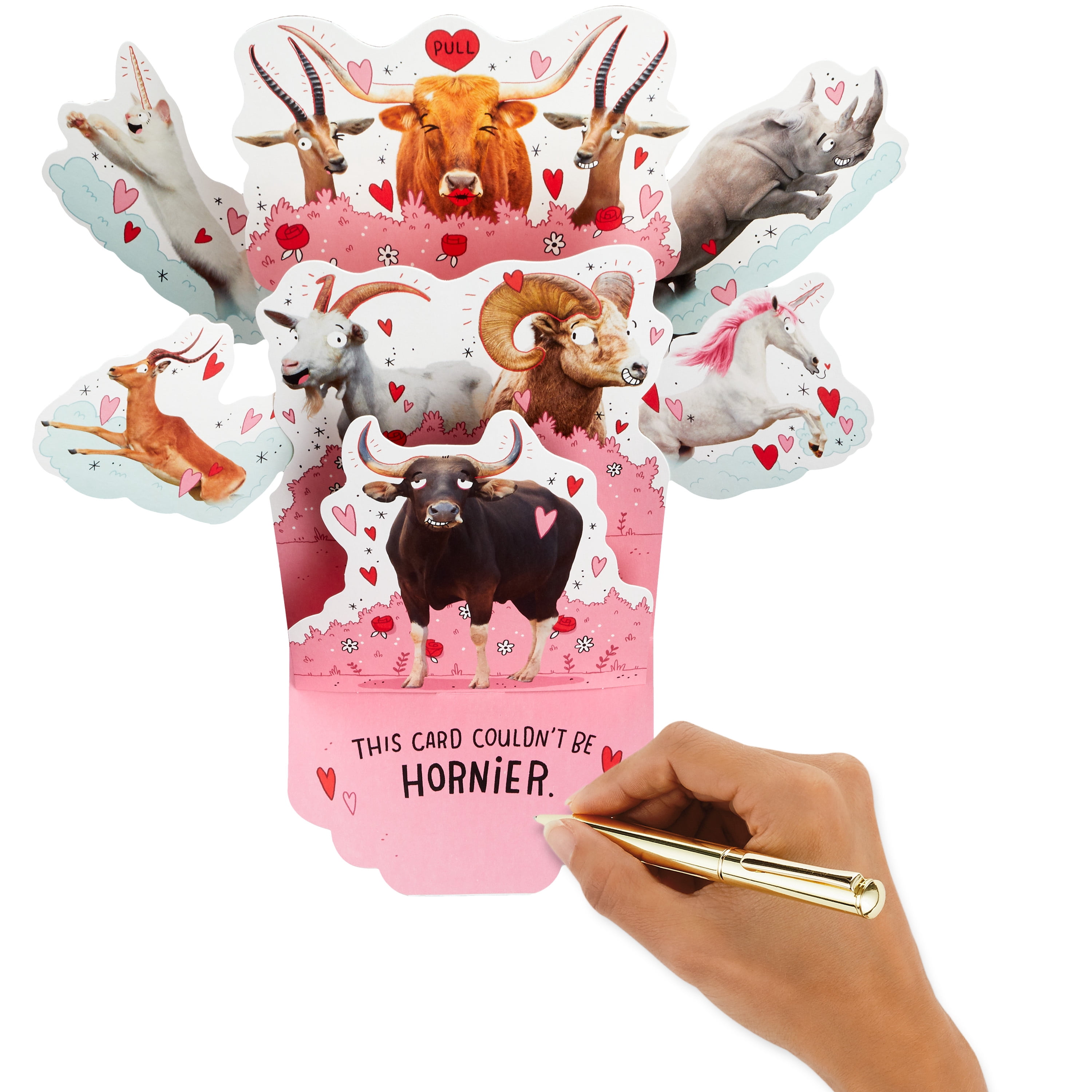 (2 pack) Hallmark Funny Pop Up Valentines Day Card for Husband, Wife, Boyfriend, Girlfriend (Horny Animals)