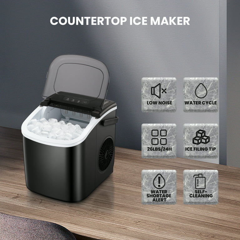Upstreman Small Countertop Ice Maker with Self-Cleaning & 6-Min Fast Ice Making| Portable Bullet Ice Machine for Kitchen, RVs- Y90