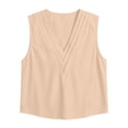 thumbnail image 4 of Tank Tops For Women Beige Womens Tops Fashion Sleeveless Chiffon For Summer Triple V Neck Business Outfit Womens Tank Tops, 4 of 4