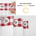 thumbnail image 5 of Farmhouse Red Plaid No Hook Shower Curtain Waterproof, Bathroom Curtains with Snap in Liners and See Through Top Window, Rustic Red White Checkered Hotel Style Bathtub Curtains Shower 48"Wx72"L, 5 of 8