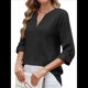 thumbnail image 4 of Blusa Informal con Cuello en V para Mujer, con Ojales, Bordada y Hueca, Ideal para Playa y Vestir. Negro XL, 4 of 10