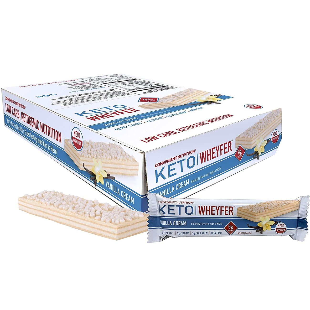 Convenient Nutrition Keto WheyFer Protein Bars - Vanilla Cream (10 Bars)
