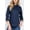 Navy, variant on Women's 3/4 Roll up sleeve side rib panel stretch shirt