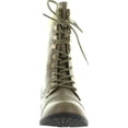 thumbnail image 3 of Forever Link Womens Mango-31 Round Toe Military Lace Up Knit Ankle Cuff Low Heel Combat Boots, Taupe Pu, 6.5, 3 of 4
