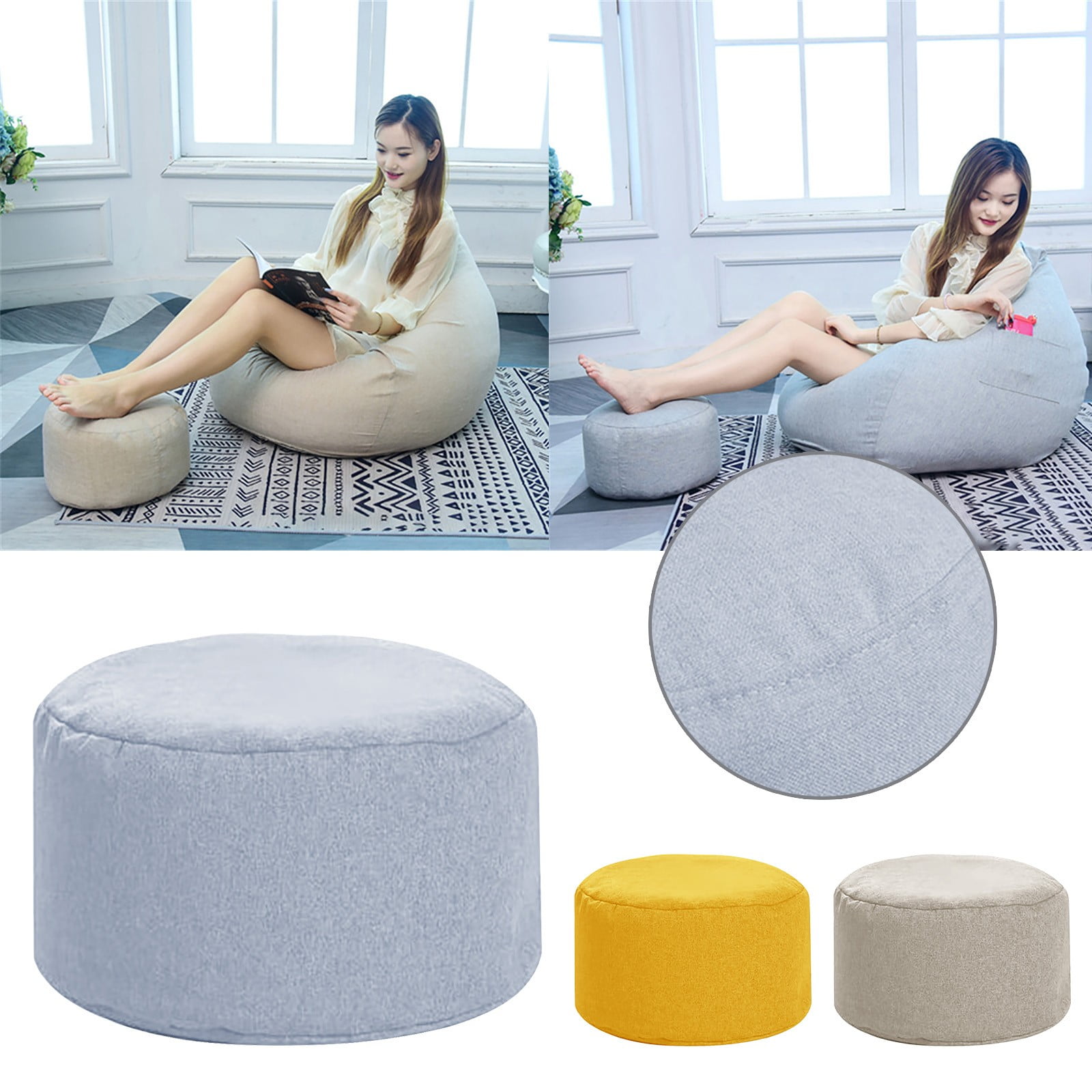 QWY [Fillable] Removable and Washable Linen Cushion Futon Balcony Pedal