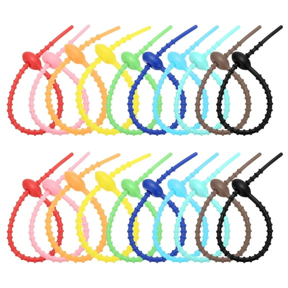 Uxcell 8 Inch Silicone Cable Ties, 20pcs Rubber Reusable Twist Zip Ties Organizer for Home Office Kitchen Food bags Wires Adjustable Bag Clip, Colorful