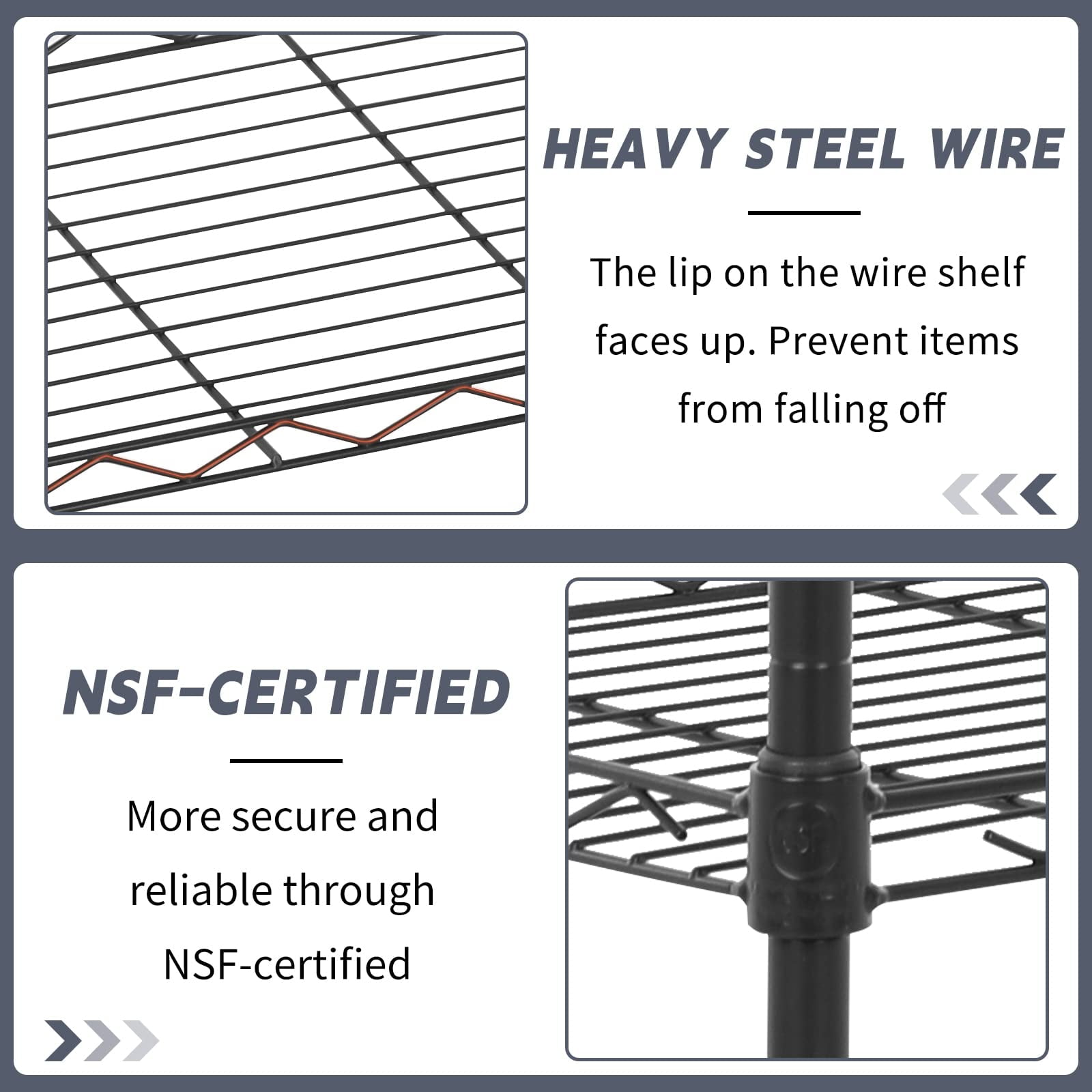 NiamVelo Black Adjustable 6-Tier Wire Metal Shelving Unit