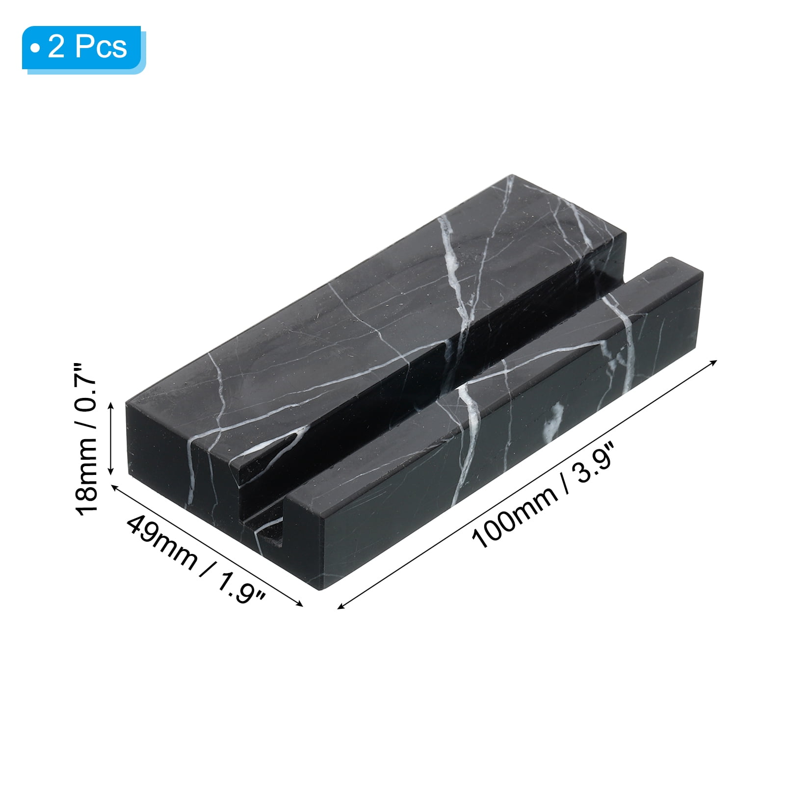 Unique Bargains Business Card Holder Marble Stone Organizer for Cards Display Black