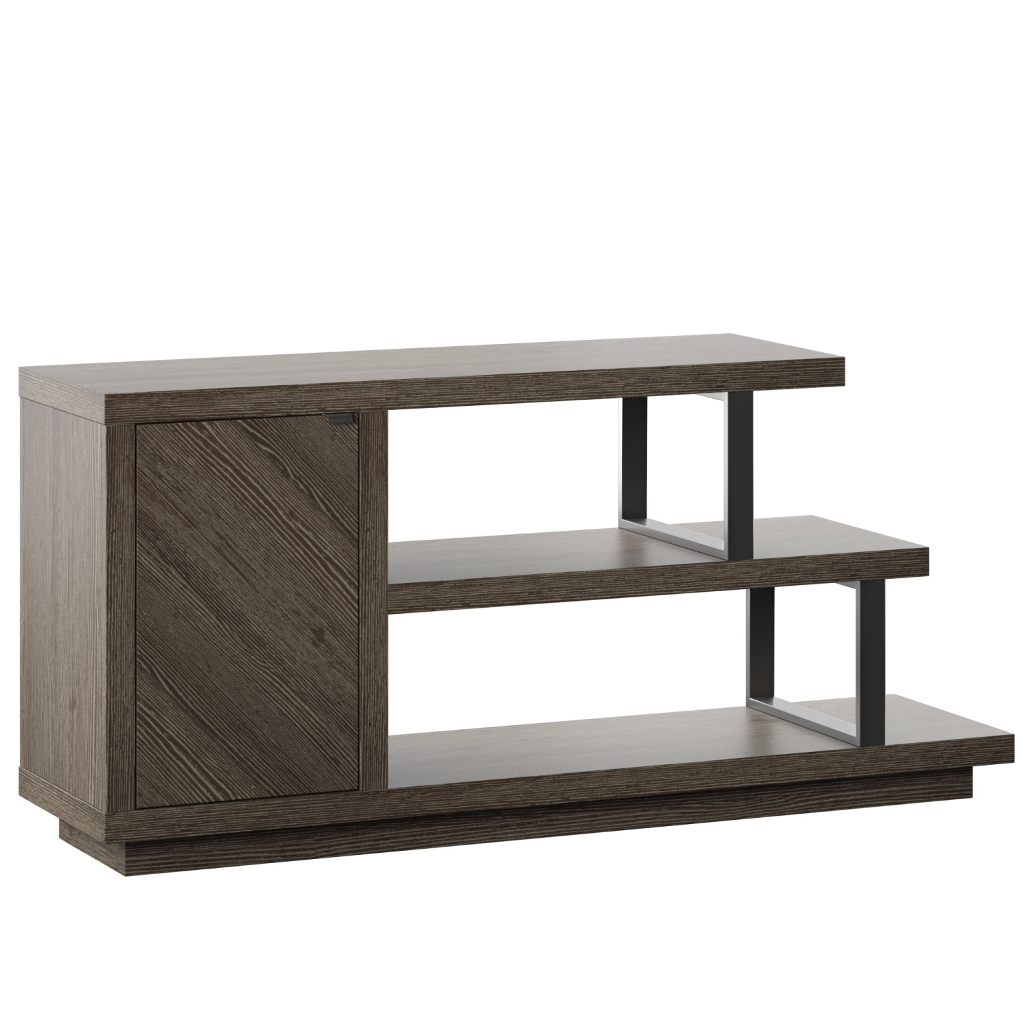 TV Stand for TVs up to 55” with Asymmetrical Shelves in Curtis Oak - image 4 of 14