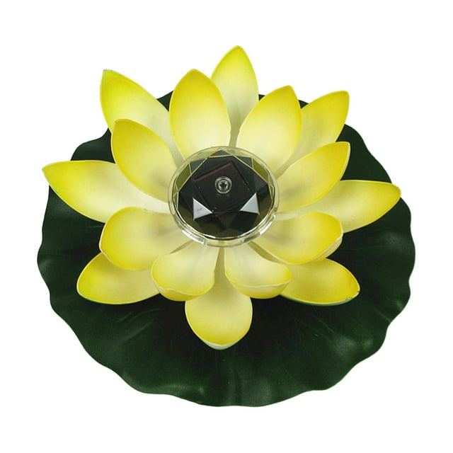 Floating Lotus Lights Floating Solar Lotus Lamp Garden Lamp Realistic Artificial Yellow