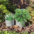 thumbnail image 3 of Galvanized Ribbed Flower Pot Set, 1.5 & 1 Gallon Metal Pots for Indoor & Outdoor, 3 of 7