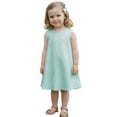 thumbnail image 1 of XQYLOS Robe d'Été Sans Manches pour Tout-Petits Filles Robes d'Été Sans Manches Col Rond Couleur Unie Coton Lin Respirant Robe Décontractée 1 à 8 Ans, 1 of 9
