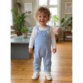 thumbnail image 4 of RUINIXCW Newborn Baby Boy Girl Fall Winter Clothes Infant Baby Boys Girls 2 Pieces Outfit Solid White Long Sleeve Romper Front Pocket Bib Overall Suspender Pants and Set, 4 of 9