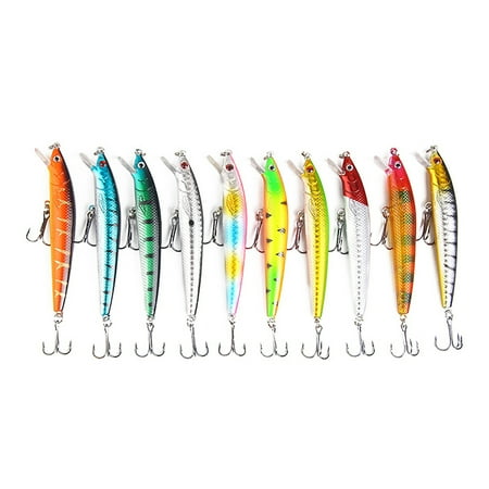 10PCS Hard Fishing Lures ABS Hard Swimbaits Fishing Bait Set for Freshwater and Saltwater