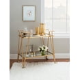 thumbnail image 2 of Linon Lawsonia 2-Tier Mid-Century Mobile Bar Cart with Mirrored Top, 32.5" Tall, 27 lb, Gold, 2 of 14